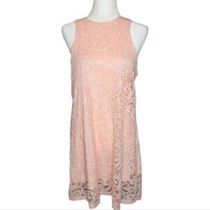 LOVE TREE LOS ANGELES Dress Size Large Pink Blush Lace Overlay Shift